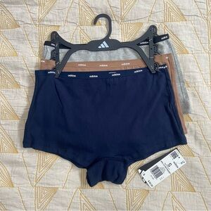 adidas Women’s 3-Pack Cotton Boyshort Panties - Navy, Beige, Gray